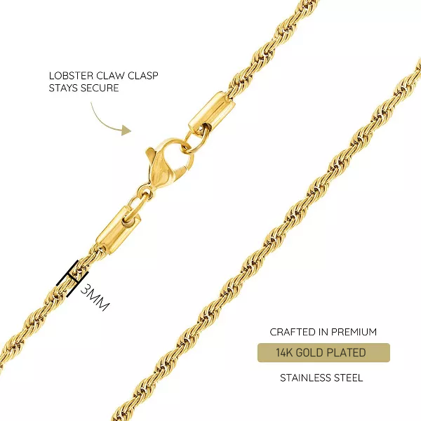 Stainless Steel Rope Chain Necklace 3mm