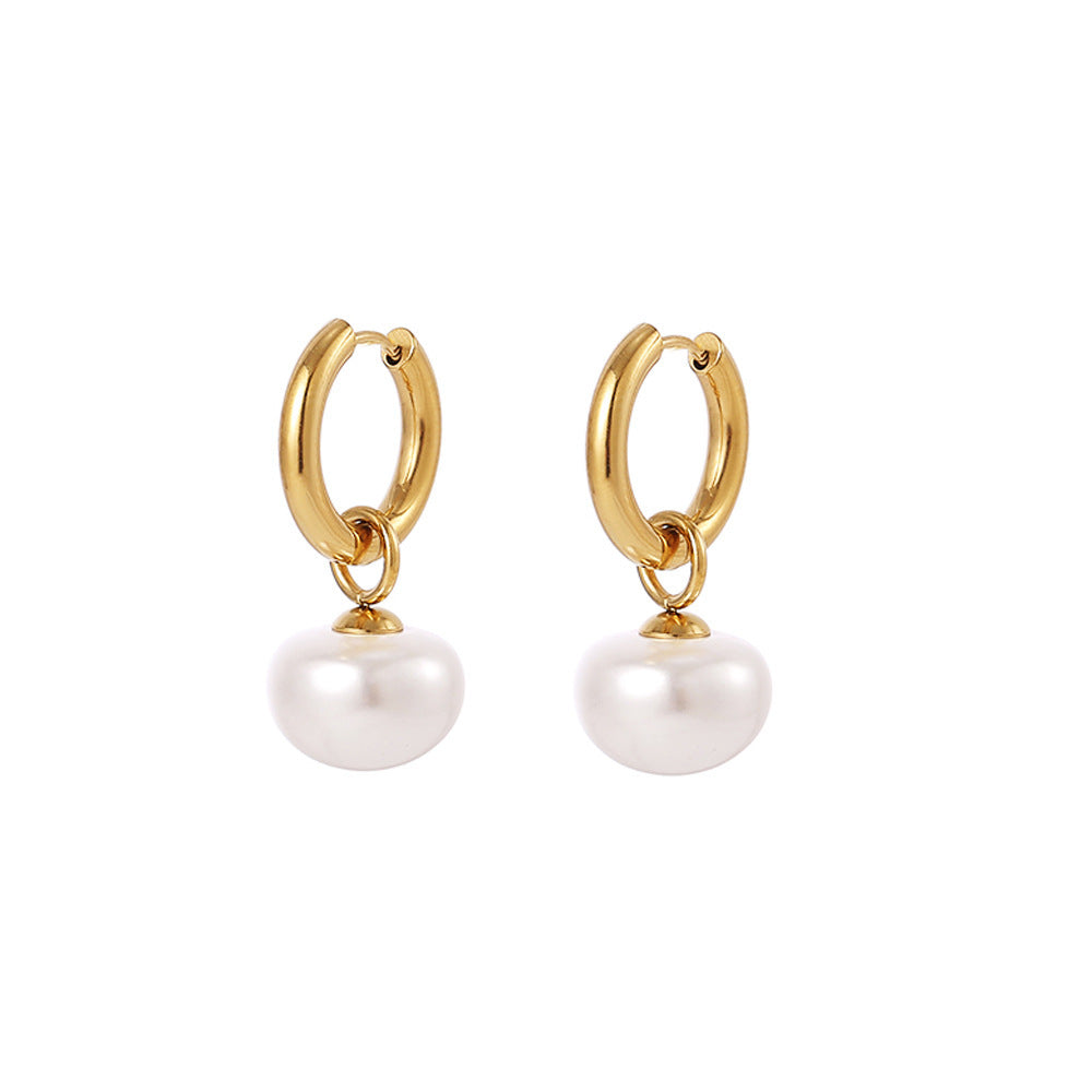 Pearl Earrings for Women Dainty Hoop Dangle Earrings Jewelry