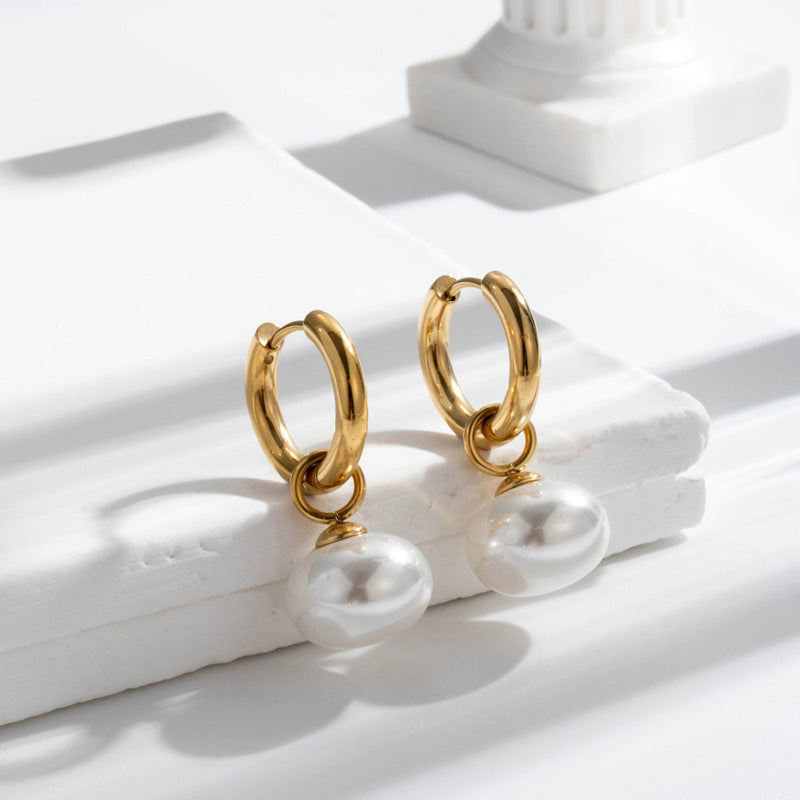 Pearl Earrings for Women Dainty Hoop Dangle Earrings Jewelry