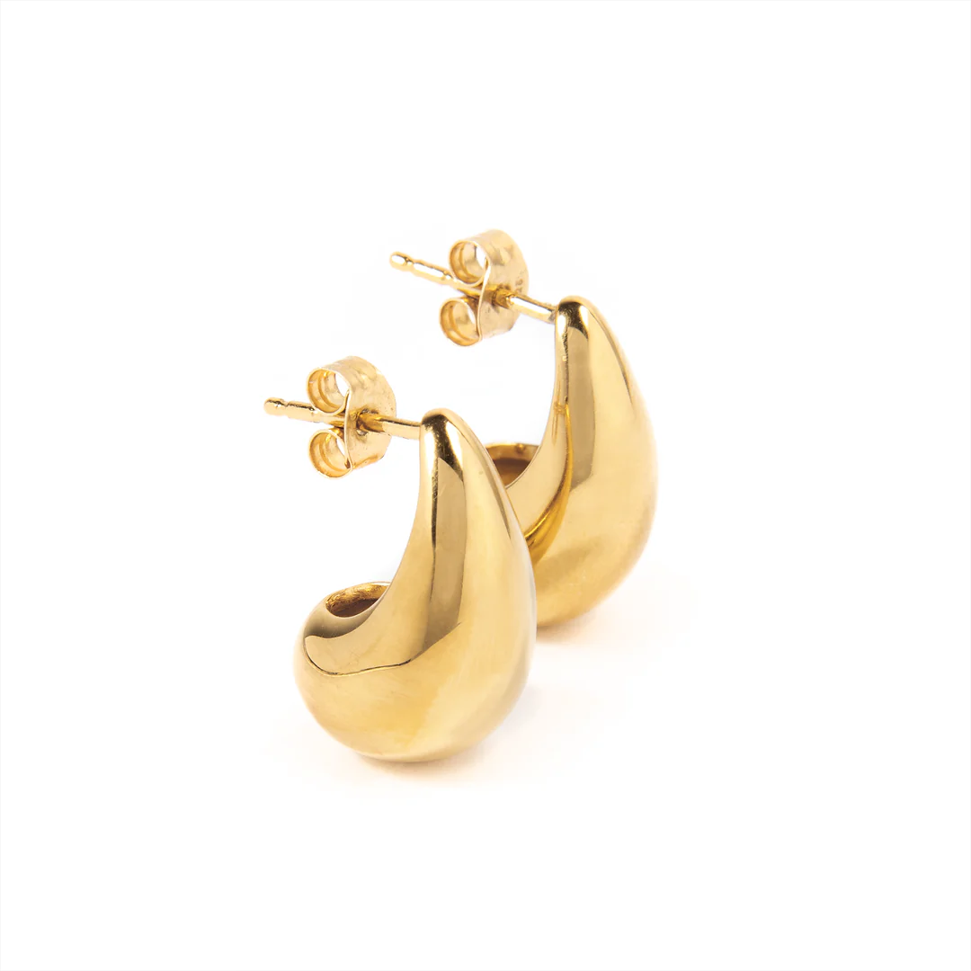 PVD Gold Stainless Steel Teardrop Earring Stud