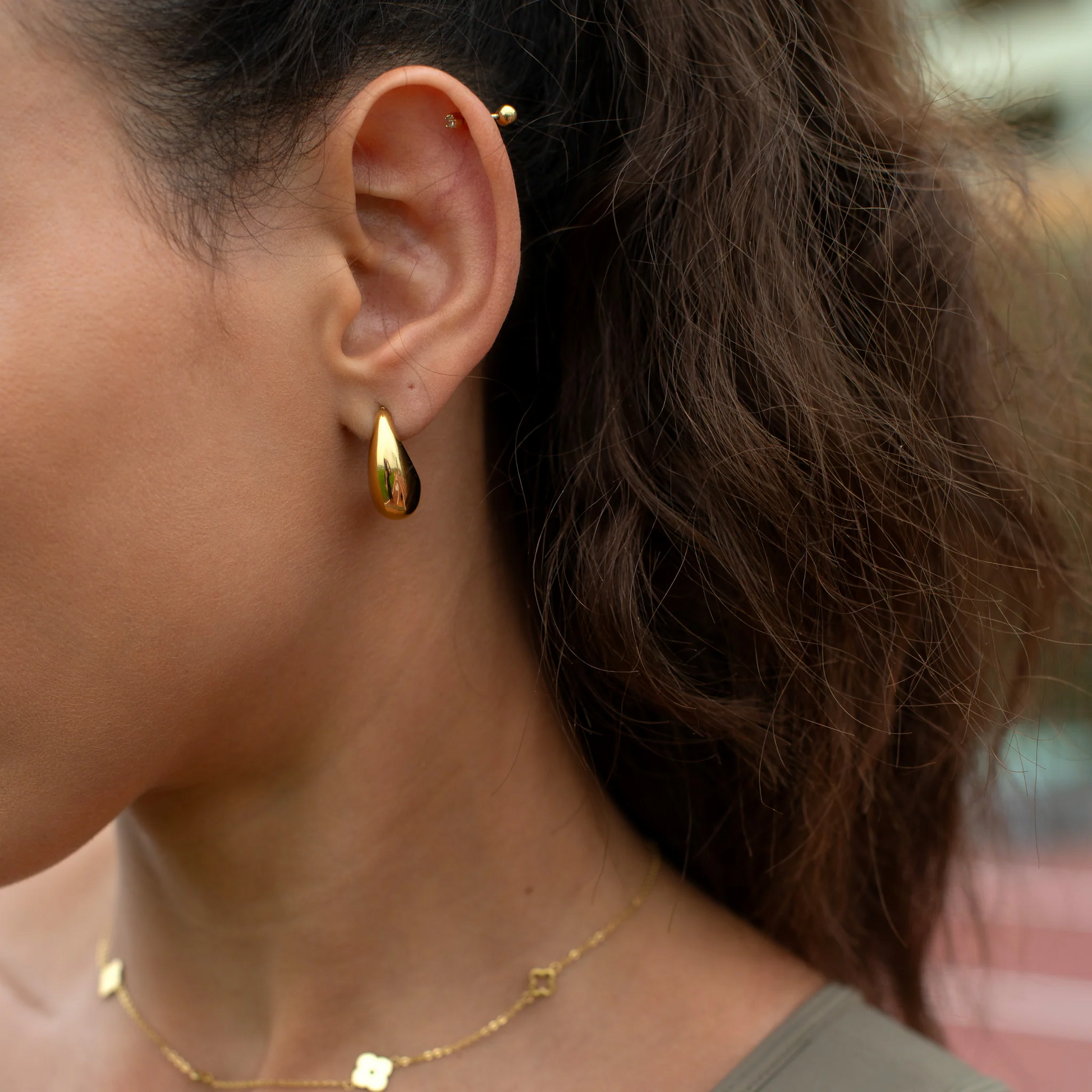 PVD Gold Stainless Steel Teardrop Earring Stud