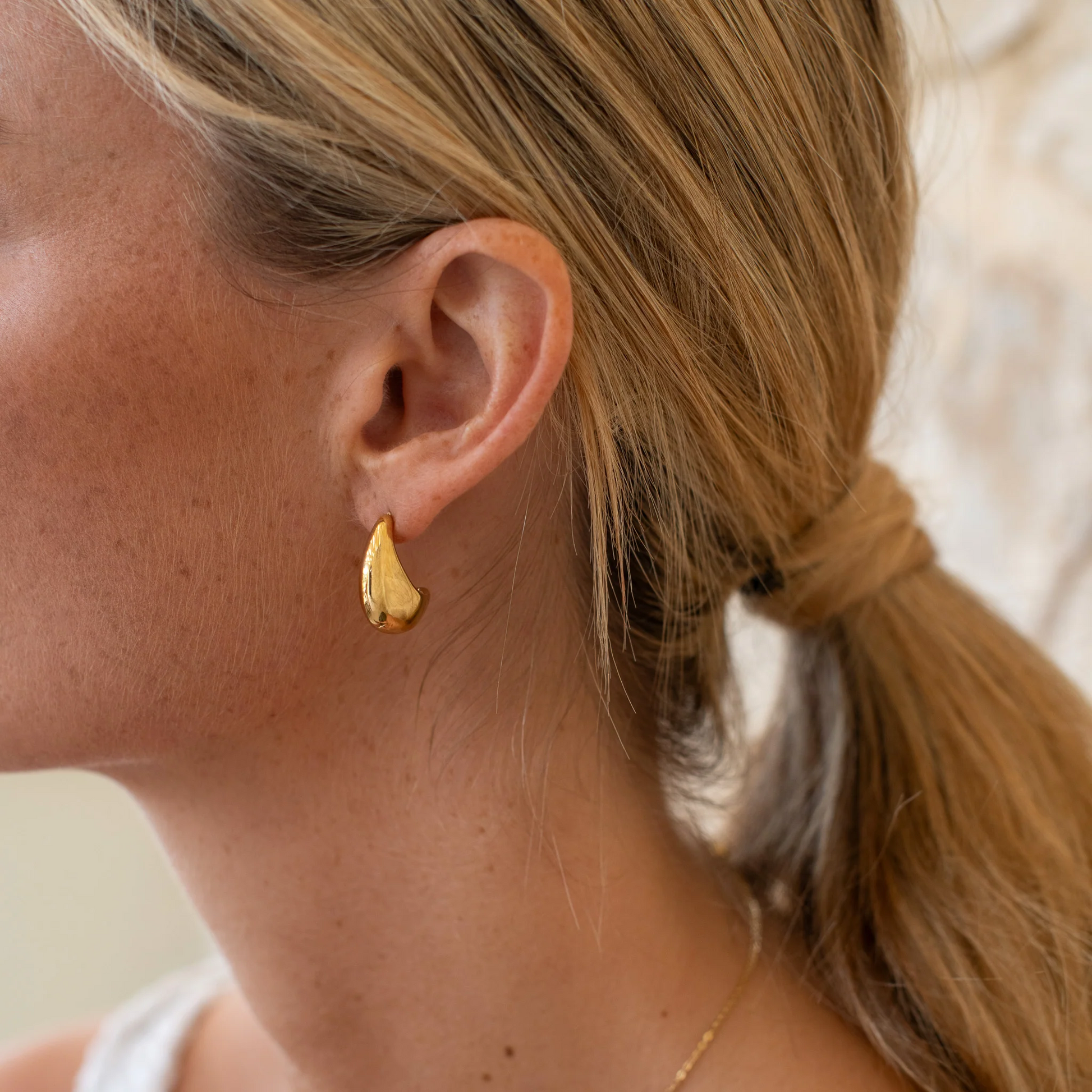 PVD Gold Stainless Steel Teardrop Earring Stud