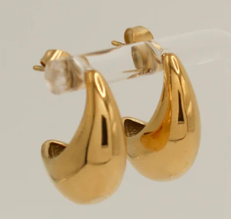 PVD Gold Stainless Steel Teardrop Earring Stud