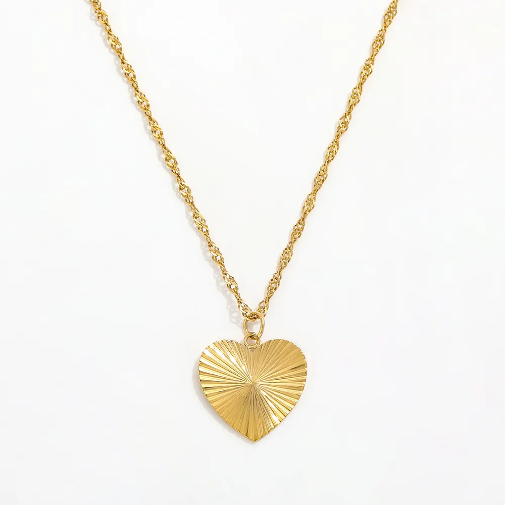 Gold Sunburst Heart Necklace