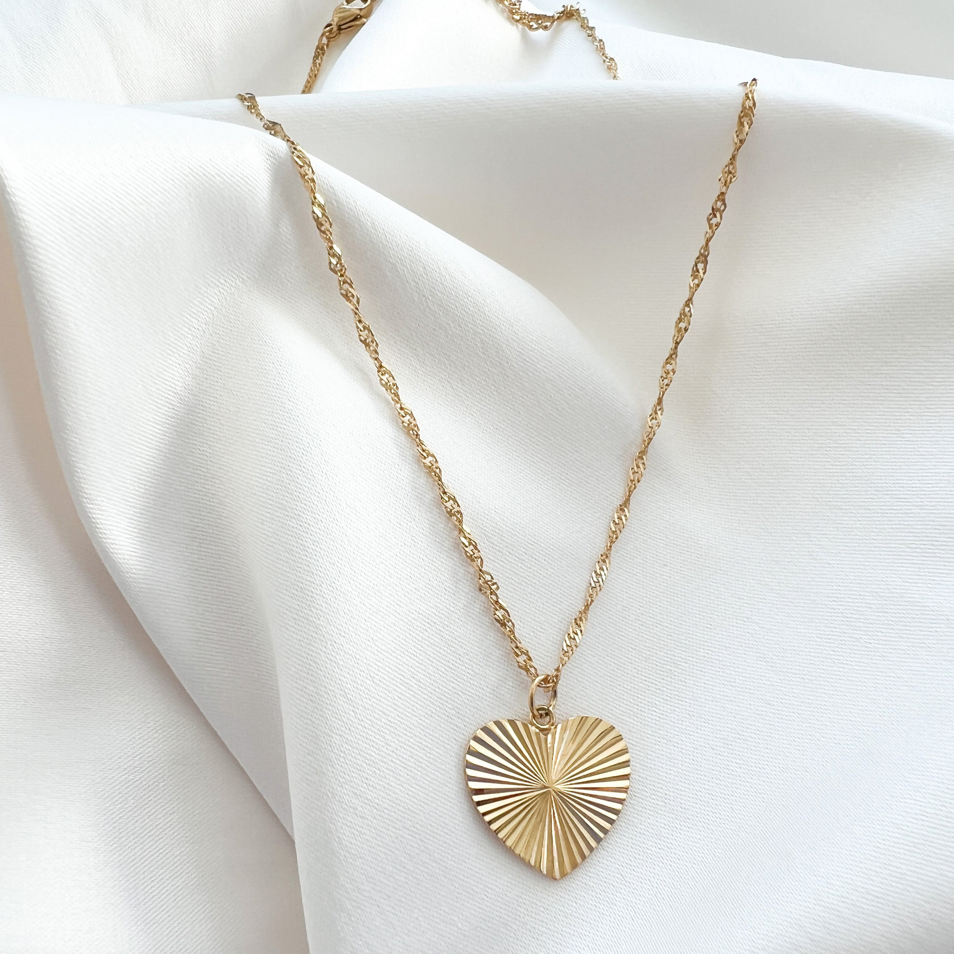 Gold Sunburst Heart Necklace