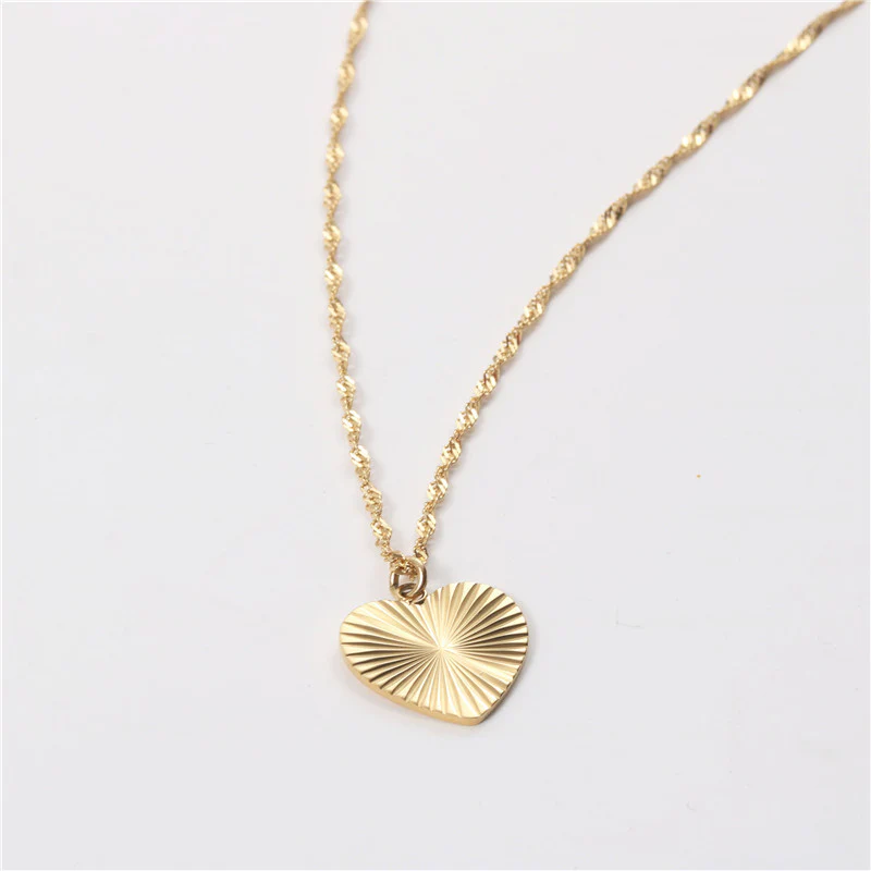 Gold Sunburst Heart Necklace