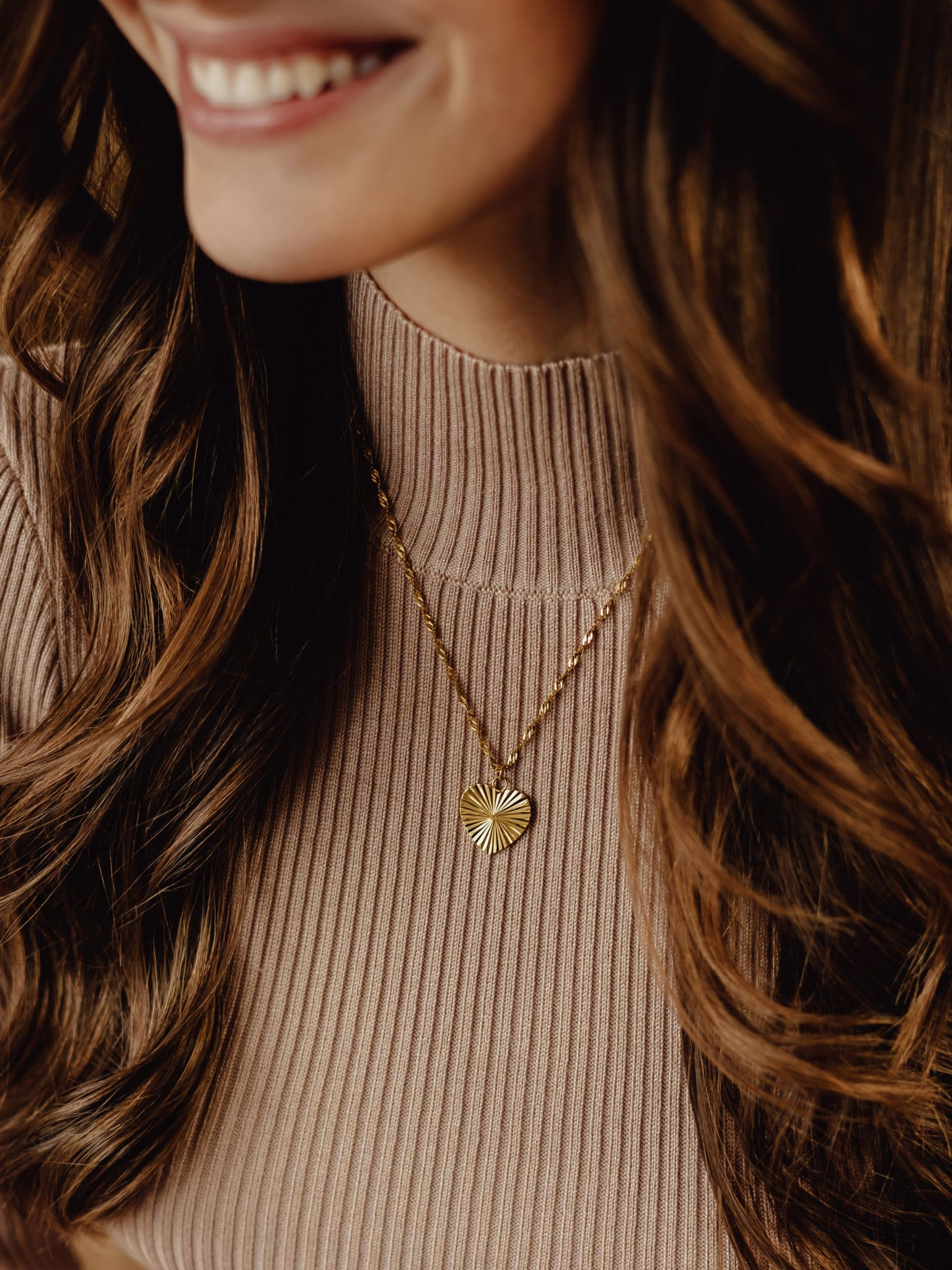 Gold Sunburst Heart Necklace