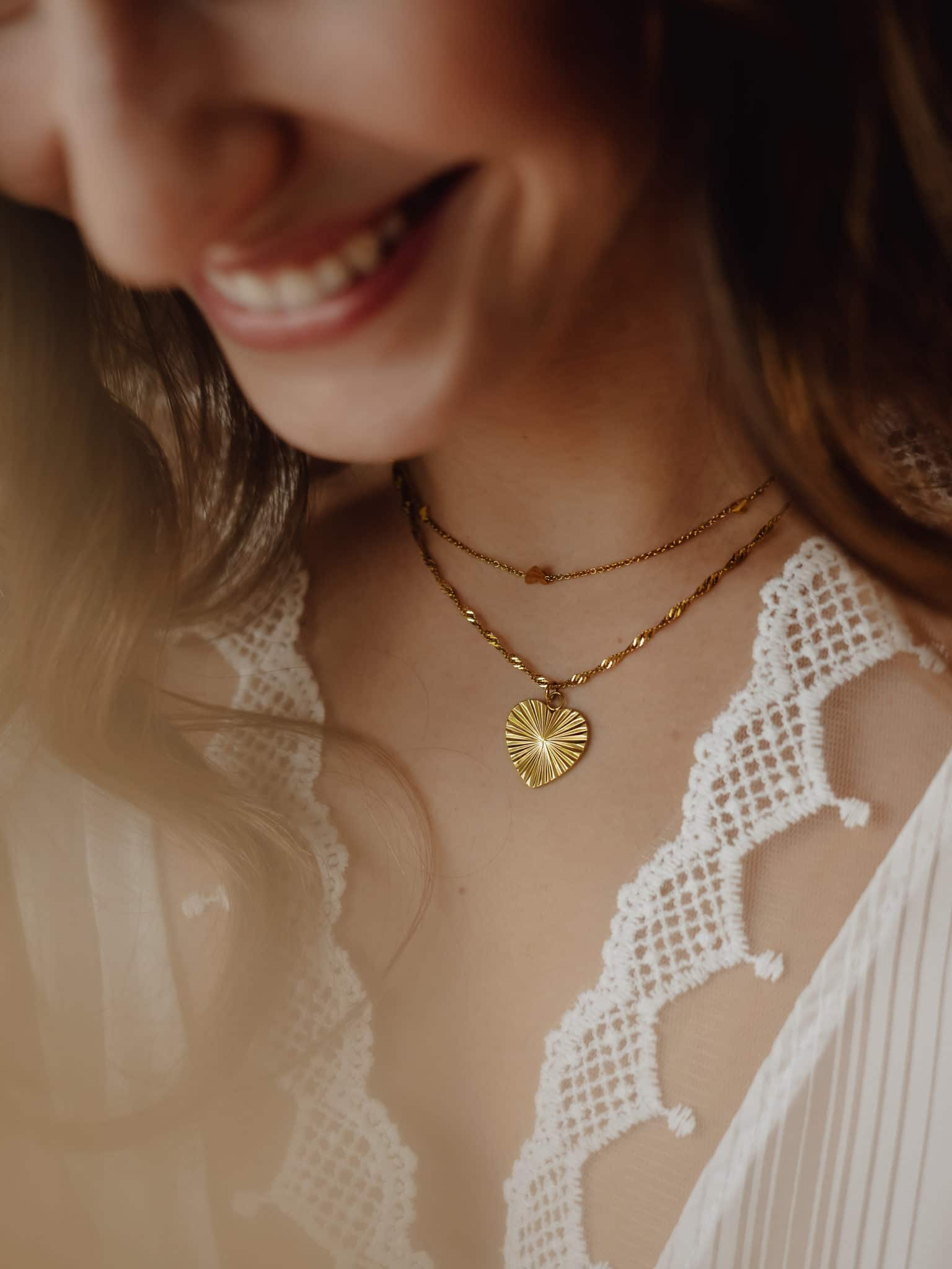 Gold Sunburst Heart Necklace
