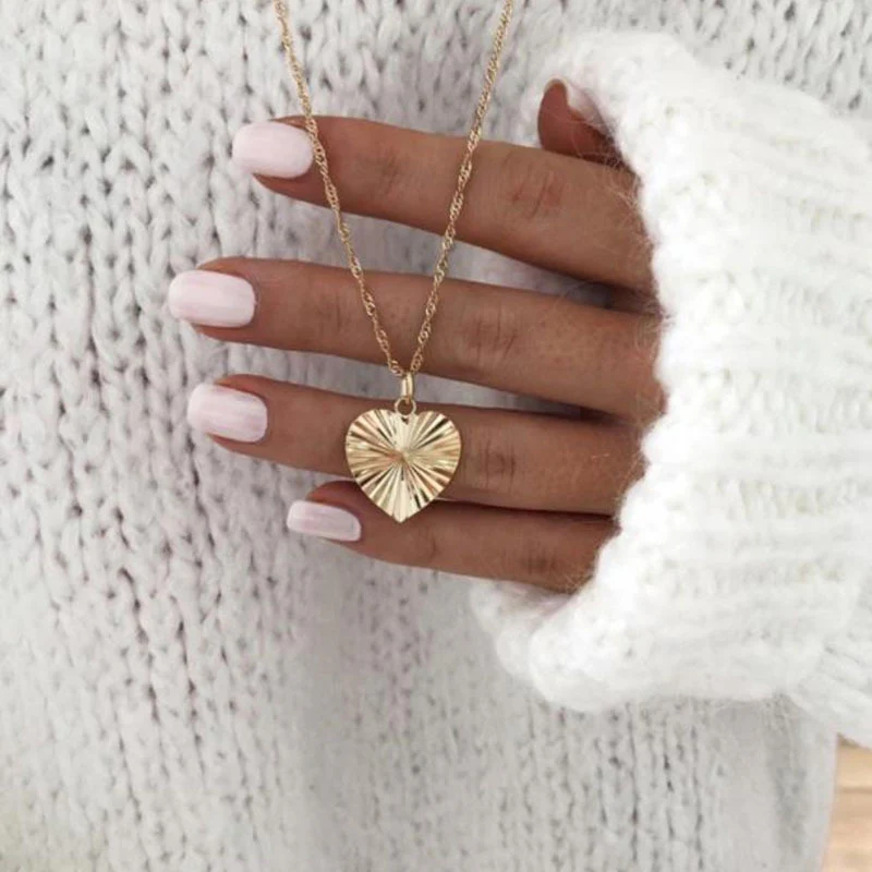 Gold Sunburst Heart Necklace