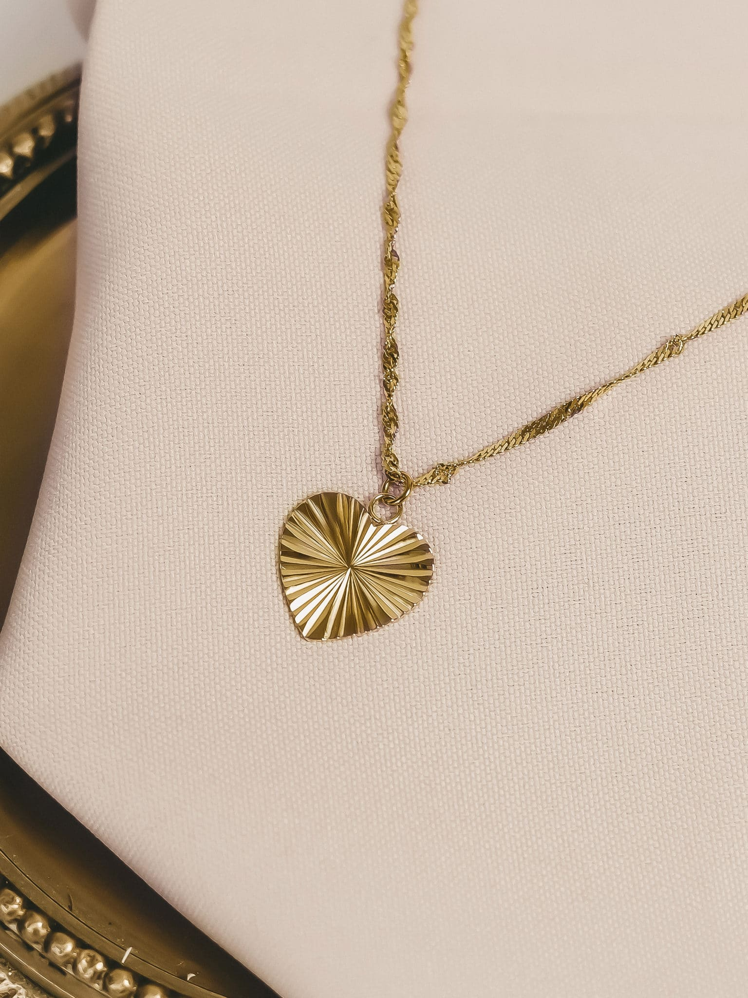 Gold Sunburst Heart Necklace