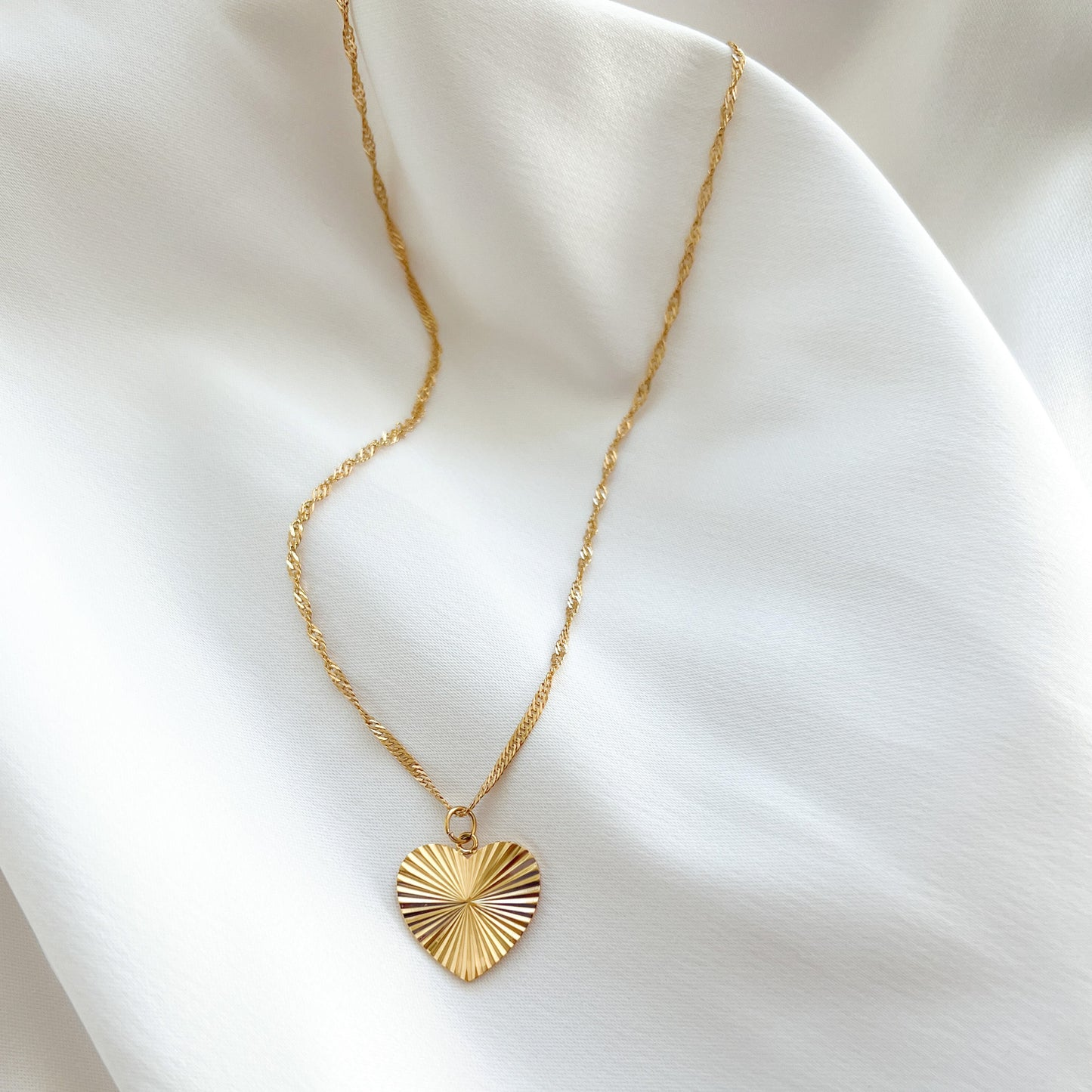 Gold Sunburst Heart Necklace