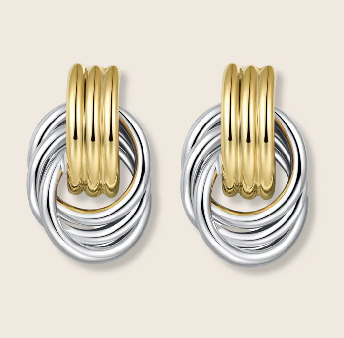 Chunky Geometric Metal Knot Earring Stud Cable Dangle Earring