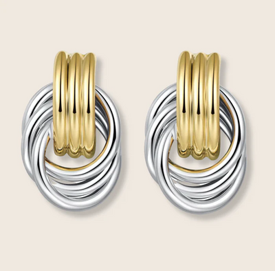 Chunky Geometric Metal Knot Earring Stud Cable Dangle Earring