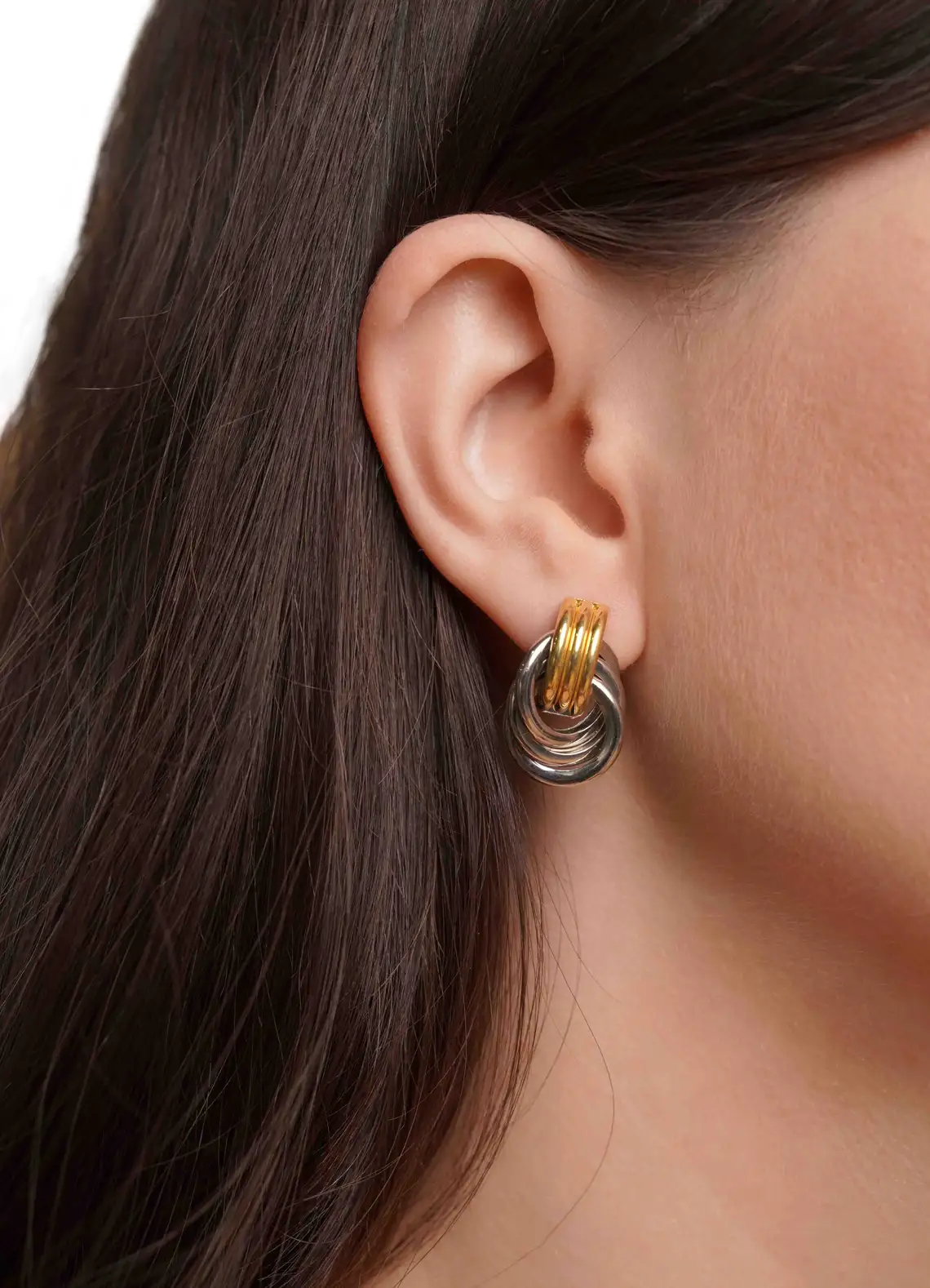 Chunky Geometric Metal Knot Earring Stud Cable Dangle Earring