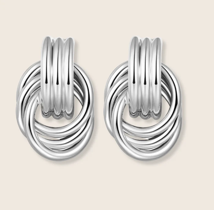 Chunky Geometric Metal Knot Earring Stud Cable Dangle Earring