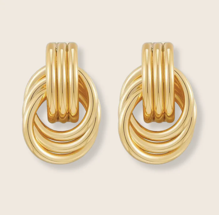 Chunky Geometric Metal Knot Earring Stud Cable Dangle Earring
