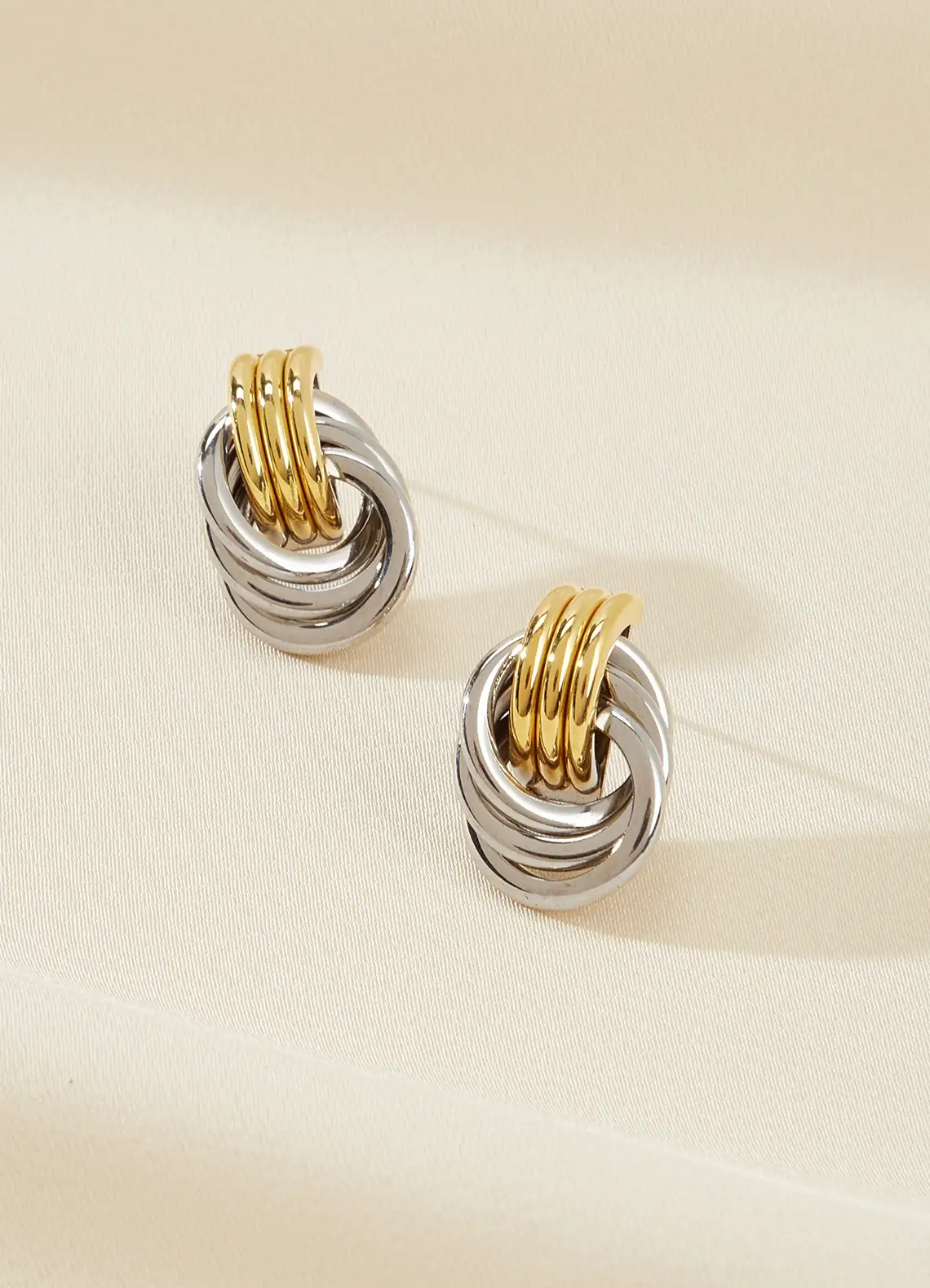 Chunky Geometric Metal Knot Earring Stud Cable Dangle Earring