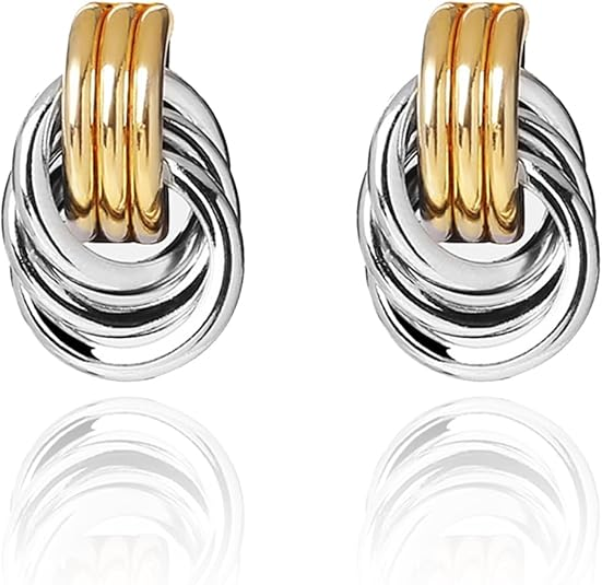 Chunky Geometric Metal Knot Earring Stud Cable Dangle Earring