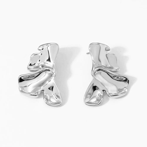 Big Volumn Iris Petal Earring Vintage Wrinkle Earring
