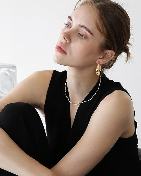 Puffed Tapered Oval Hollow Hoop Earring