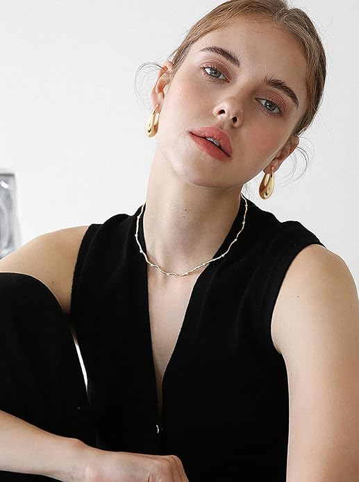 Puffed Tapered Oval Hollow Hoop Earring