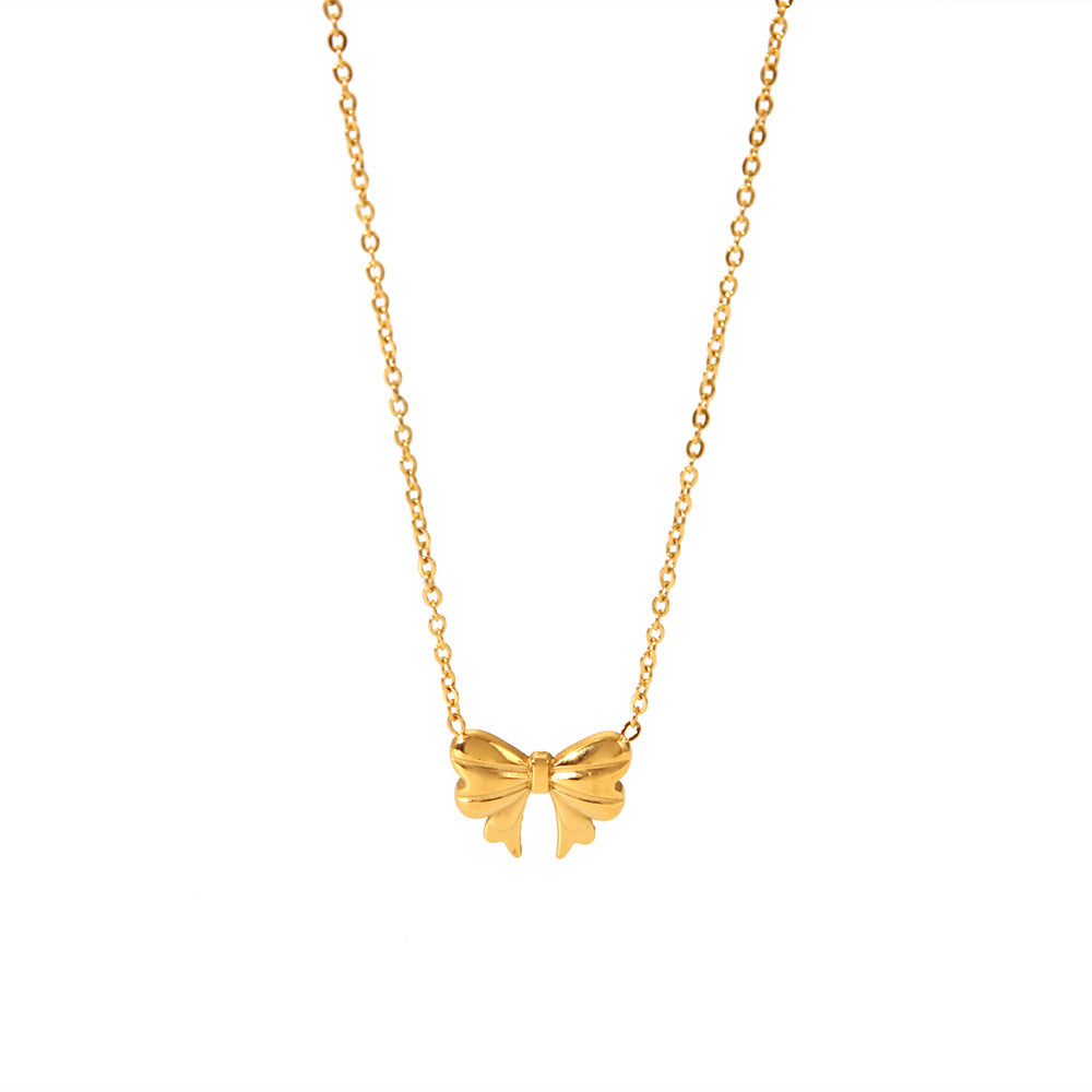 Gold Tiny Bow Necklace