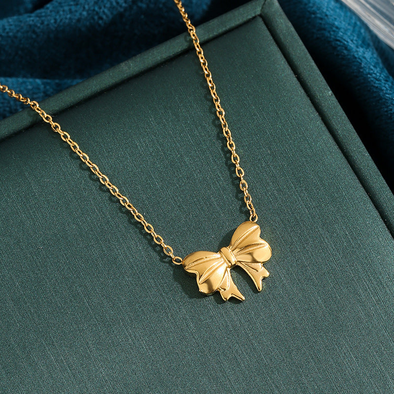 Gold Tiny Bow Necklace