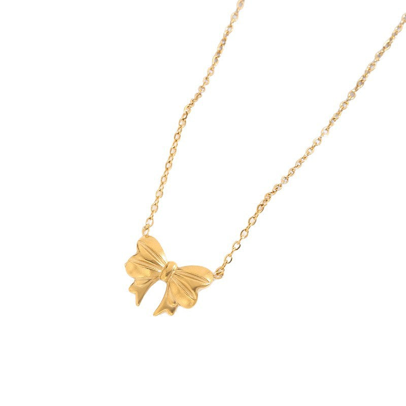 Gold Tiny Bow Necklace