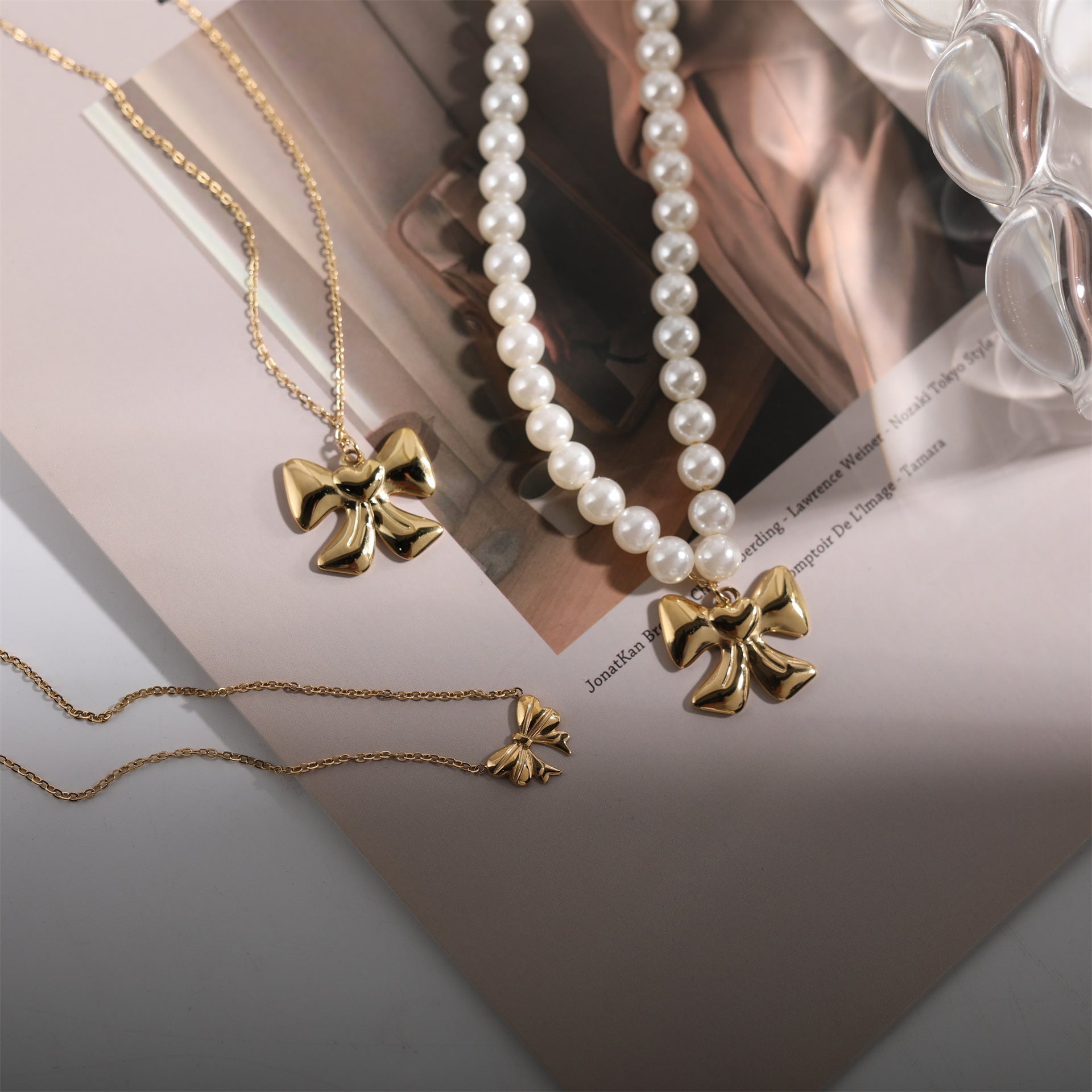 Gold Tiny Bow Necklace