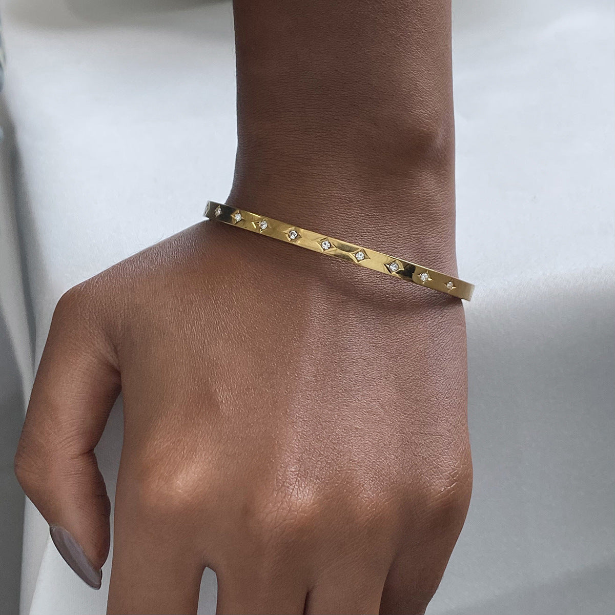 Twinkle Star CZ Bangle Bracelet