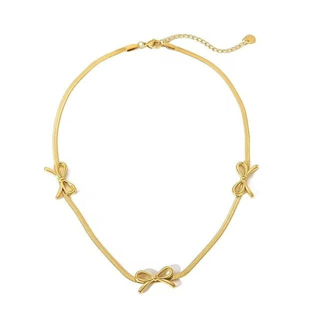 Bowknot Flat Snake Chain Necklace