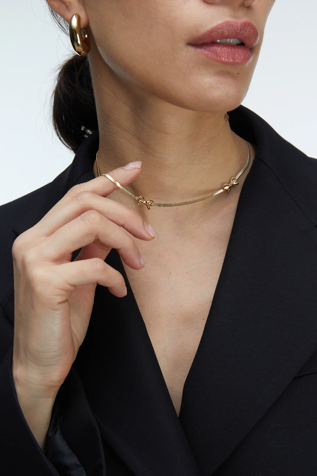 Bowknot Flat Snake Chain Necklace