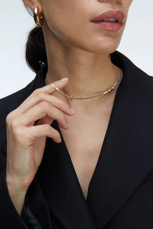 Bowknot Flat Snake Chain Necklace