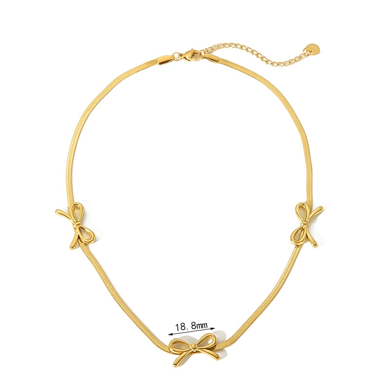 Bowknot Flat Snake Chain Necklace