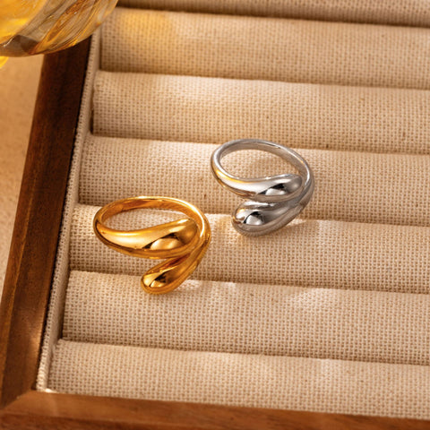 304 Stainless Steel Twisted Cross Wrapped Adjustable Band Ring for Women | Plated