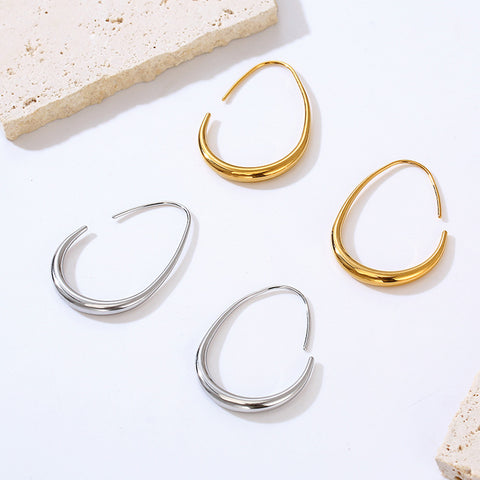 Stainless Steel Casting Oval Dangle Earrings for Women | Plated | Wholesale