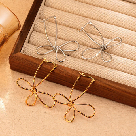 Stainless Steel Twisted Teardrop Dangle Earrings for Women | Plated | Wholesale