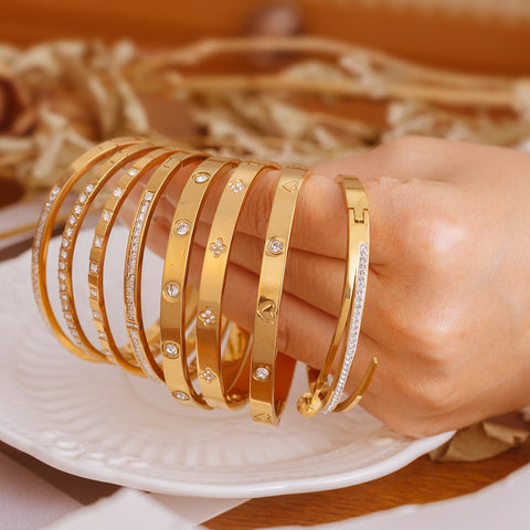 Stainless Steel Classic Bangle Bangle Bracelet for Women | Gold Plated | Wholesale