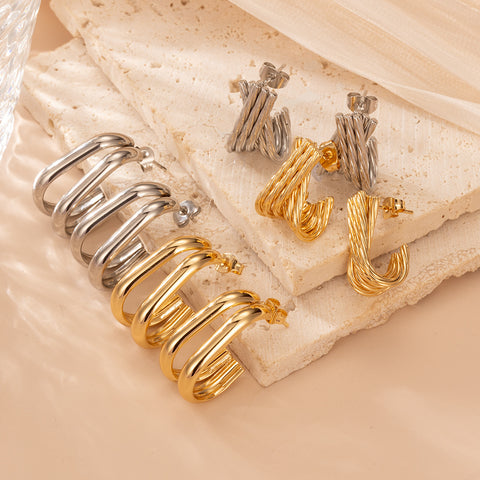 Stainless Steel Geometric Stud Earrings for Women | 18K Gold Plated & more | Wholesale