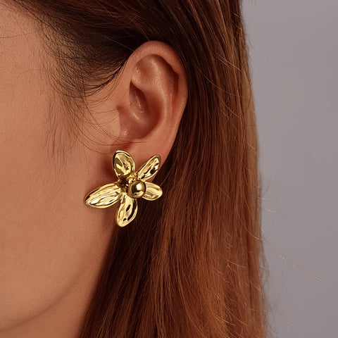 304 Stainless Steel Flower Dangle Earrings for Women | PVD Plated | Wholesale