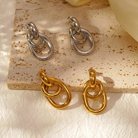 Stainless Steel Circle Stud Earrings for Women | 18K Gold Plated | Wholesale