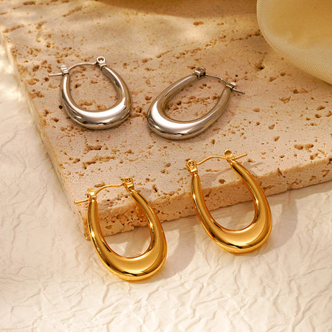 Stainless Steel Oval Dangle Earrings for Women | Plated | Wholesale