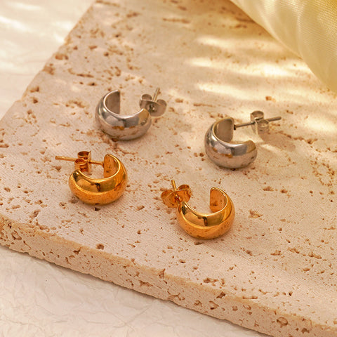 Stainless Steel Semi Circle Dangle Earrings for Women | Plated | Wholesale