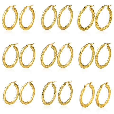 Stainless Steel Embossed Circle Dangle Earrings for Women | Gold Plated & more | Wholesale