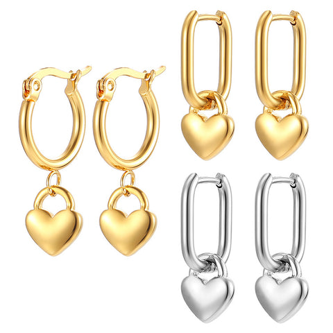 Stainless Steel Heart Dangle Earrings for Women | Plated | Wholesale