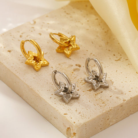Stainless Steel Star Drop Earrings for Women | Gold Plated | Wholesale