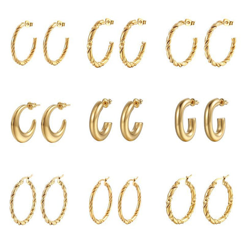 Stainless Steel Twisted C Shape Dangle Earrings for Women | Plated | Wholesale