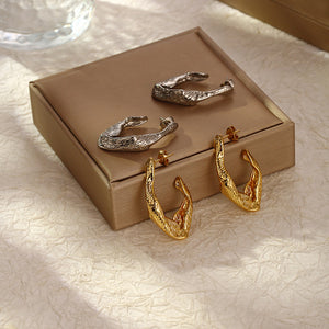 Stainless Steel Cast Irregular Drop Earrings for Women | Gold Plated | Wholesale