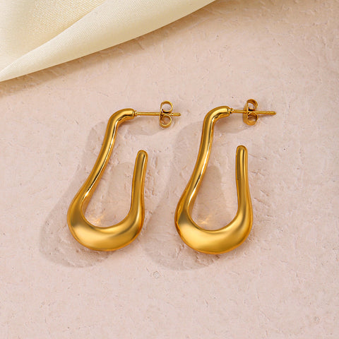 Stainless Steel Cast U Shape Stud Earrings for Women | Plated | Wholesale