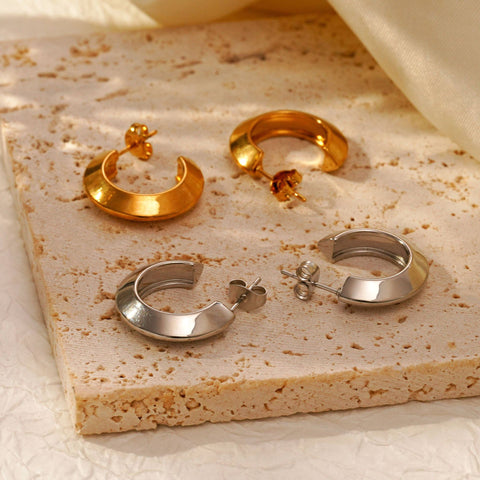 Stainless Steel Half Circle Drop Earrings for Women | Plated | Wholesale